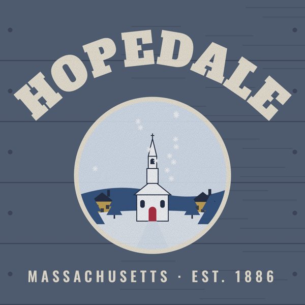 Hopedale Hometown Wood Sign artwork detail