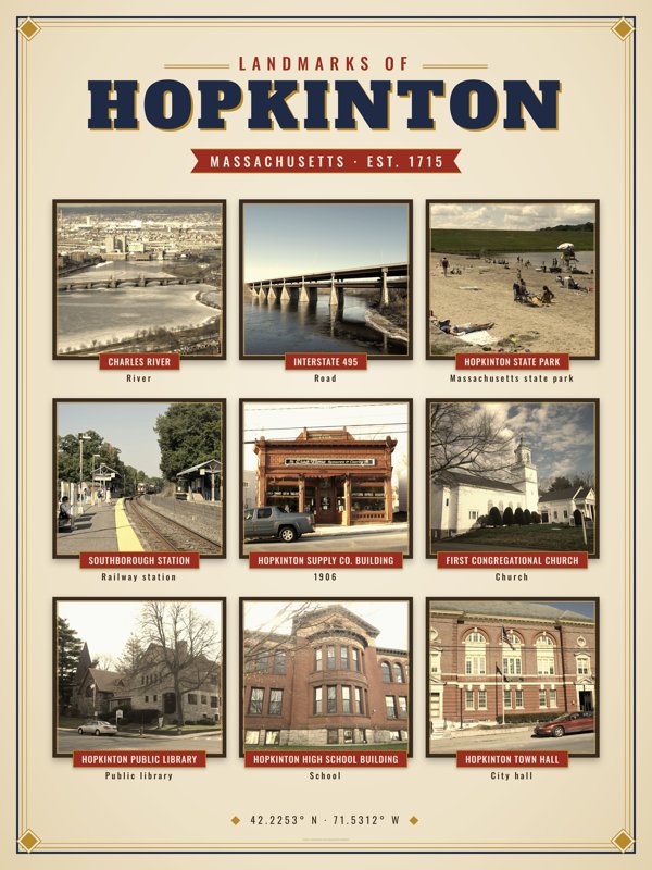 Hopkinton Landmarks Photo Poster artwork detail