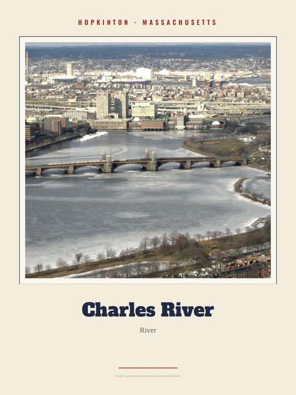 Hopkinton Charles River Landmark Print artwork detail