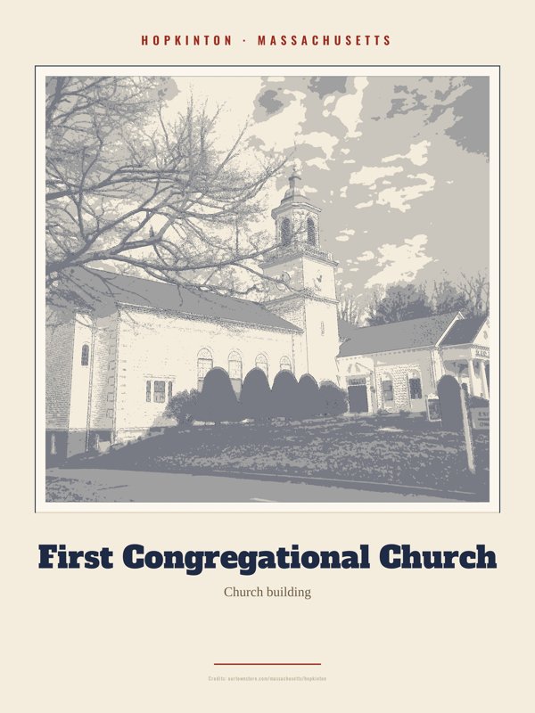 Hopkinton First Congregational Church Landmark Print artwork detail