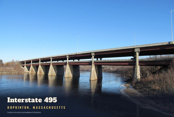 Hopkinton Interstate 495 Postcard artwork detail