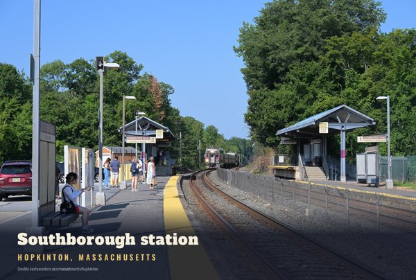 Hopkinton Southborough station Postcard artwork detail