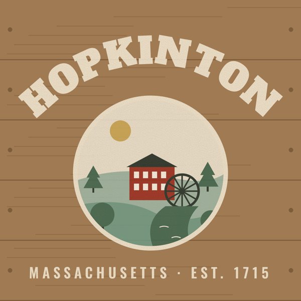 Hopkinton Hometown Wood Sign artwork detail