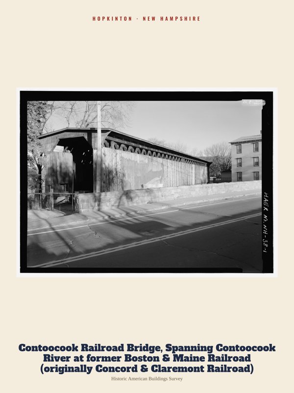 Hopkinton Contoocook Railroad Bridge, Spanning Contoocook River at former Boston & Maine Railroad (originally Concord & Claremont Railroad) Archive Print artwork detail