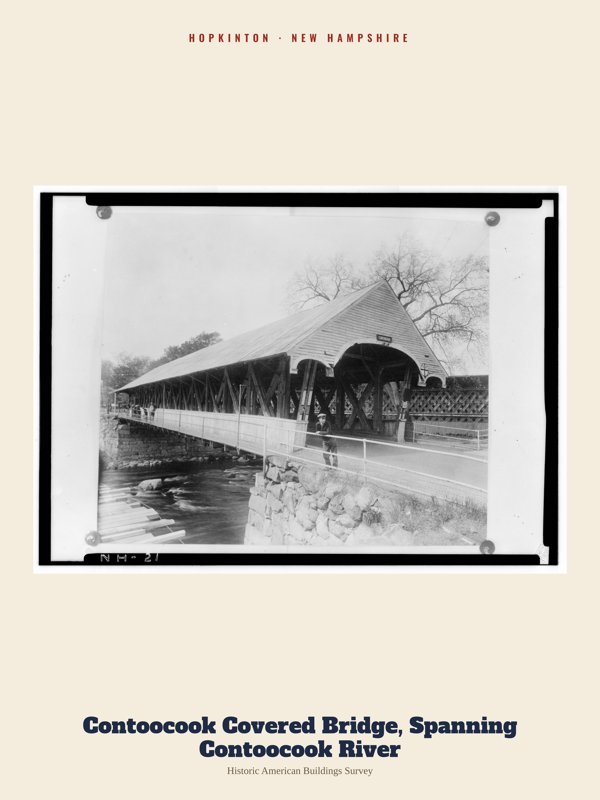 Hopkinton Contoocook Covered Bridge, Spanning Contoocook River Archive Print artwork detail