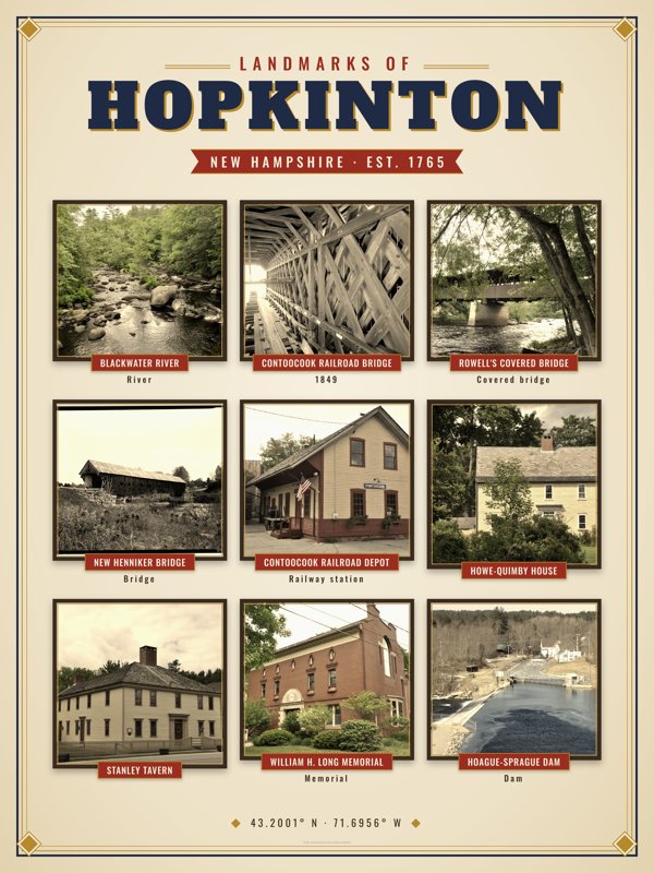 Hopkinton Landmarks Photo Poster artwork detail