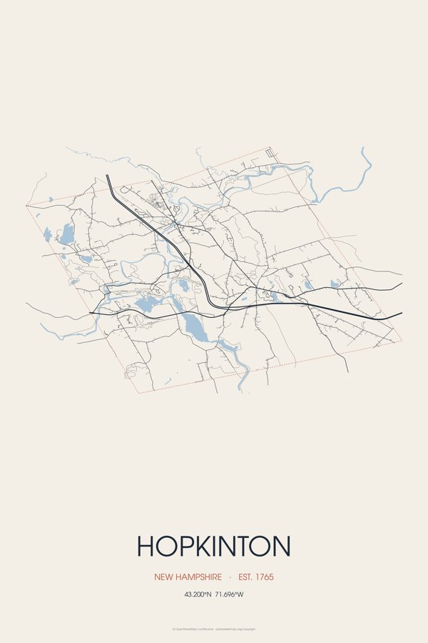 Hopkinton Street Map Poster · Linen artwork detail