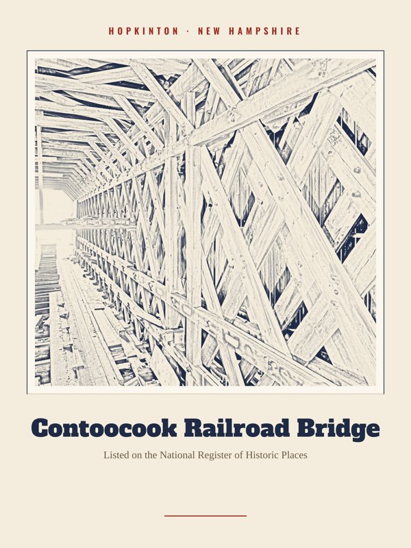 Hopkinton Contoocook Railroad Bridge Landmark Print artwork detail
