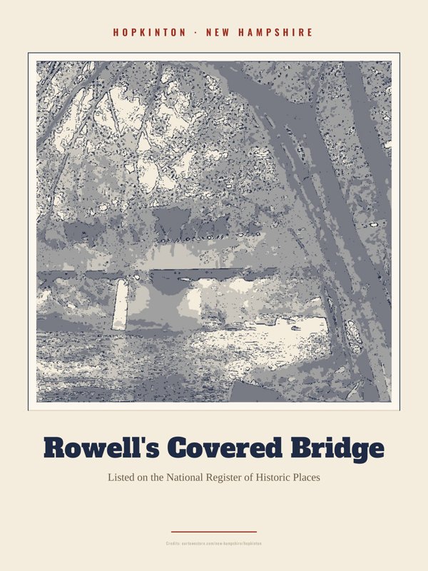 Hopkinton Rowell's Covered Bridge Landmark Print artwork detail