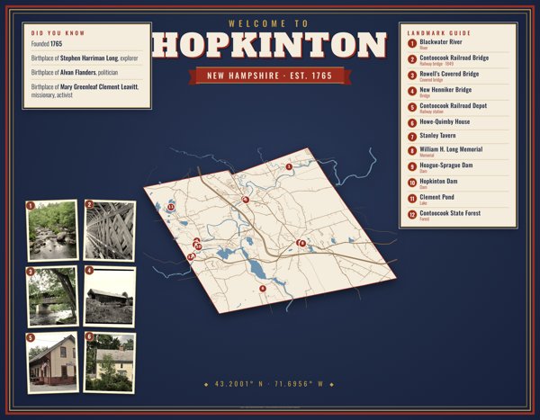 Hopkinton Map Placemat artwork detail