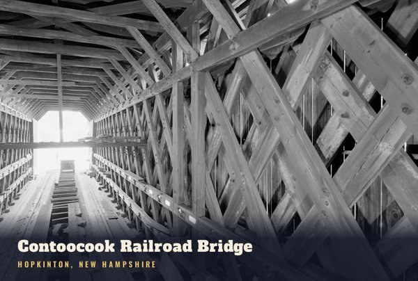 Hopkinton Contoocook Railroad Bridge Postcard artwork detail
