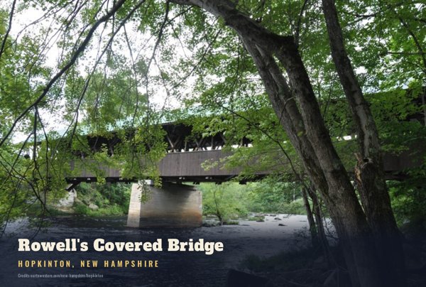 Hopkinton Rowell's Covered Bridge Postcard artwork detail