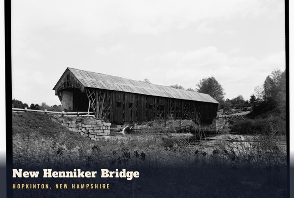 Hopkinton New Henniker Bridge Postcard artwork detail