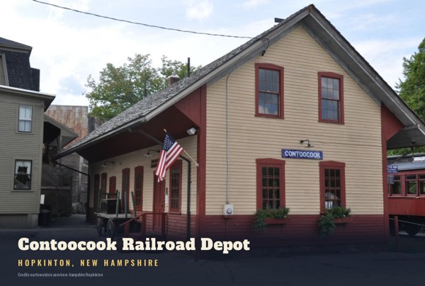 Hopkinton Contoocook Railroad Depot Postcard artwork detail