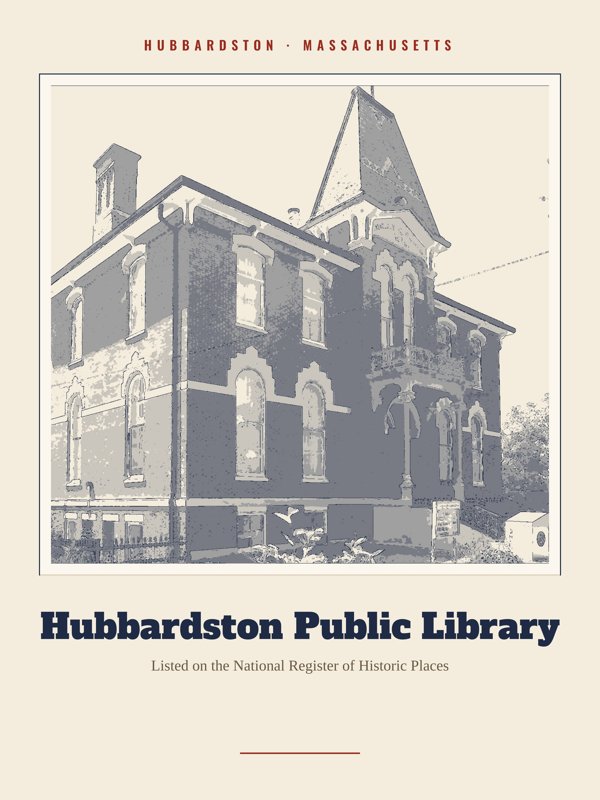 Hubbardston Hubbardston Public Library Landmark Print artwork detail
