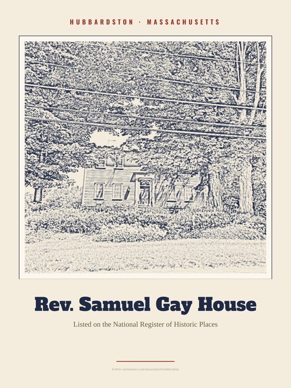 Hubbardston Rev. Samuel Gay House Landmark Print artwork detail