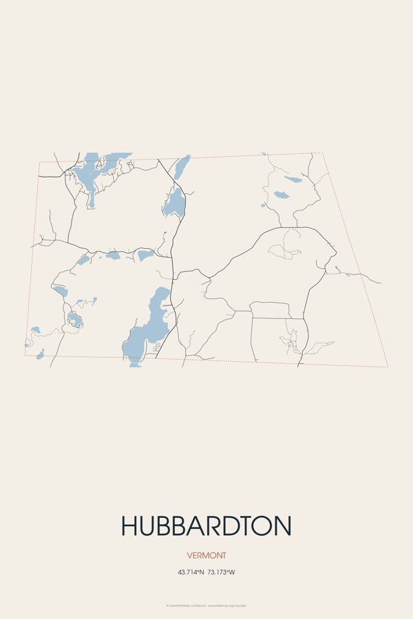 Hubbardton Street Map Poster · Linen artwork detail