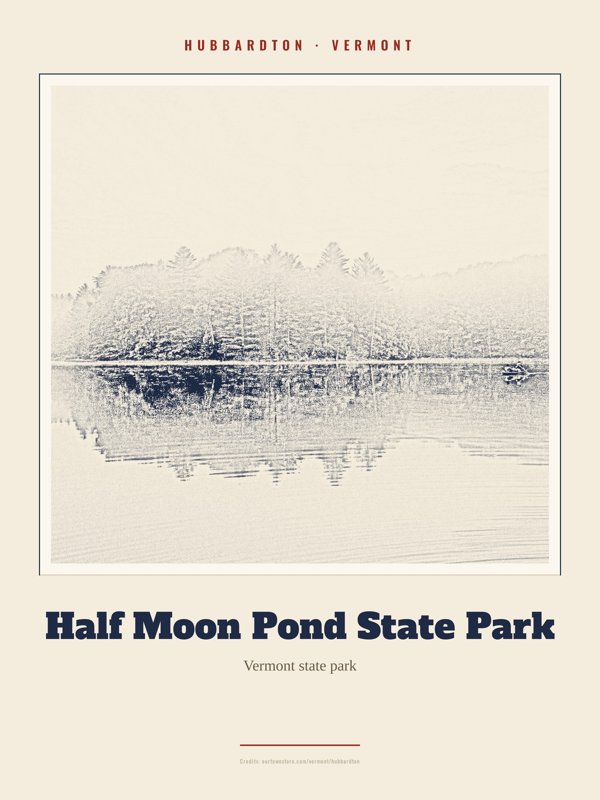 Hubbardton Half Moon Pond State Park Landmark Print artwork detail