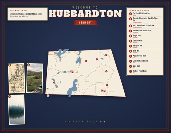 Hubbardton Map Placemat artwork detail
