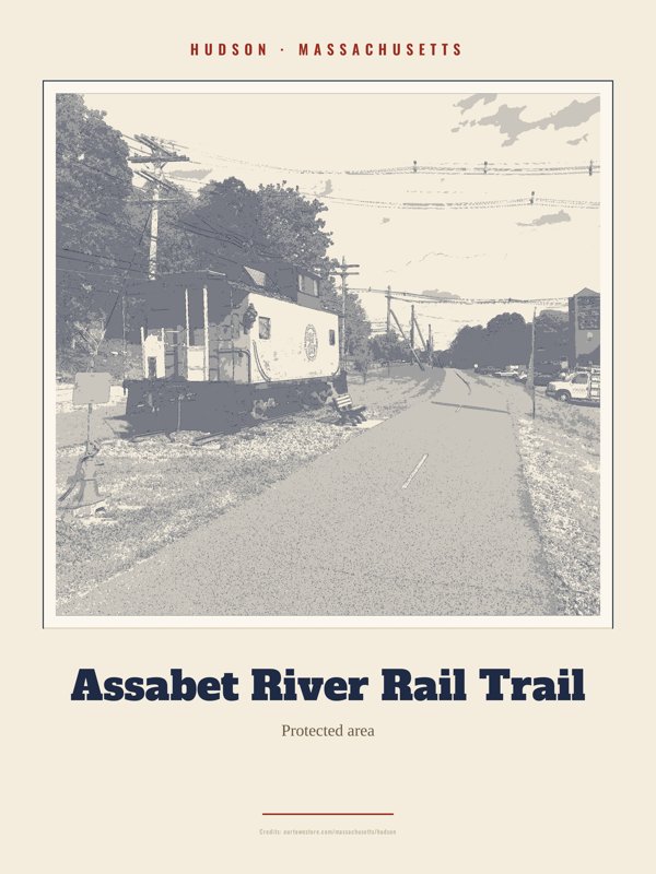 Hudson Assabet River Rail Trail Landmark Print artwork detail