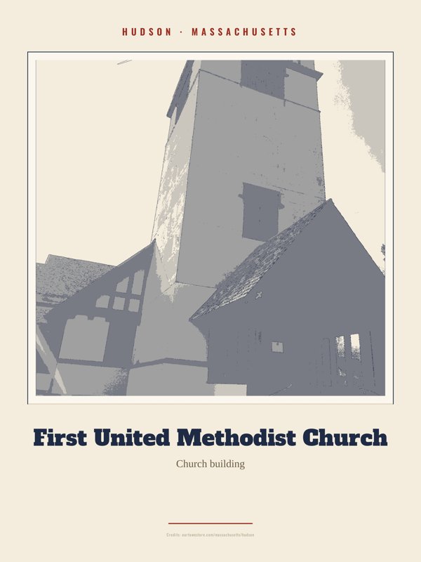Hudson First United Methodist Church Landmark Print artwork detail