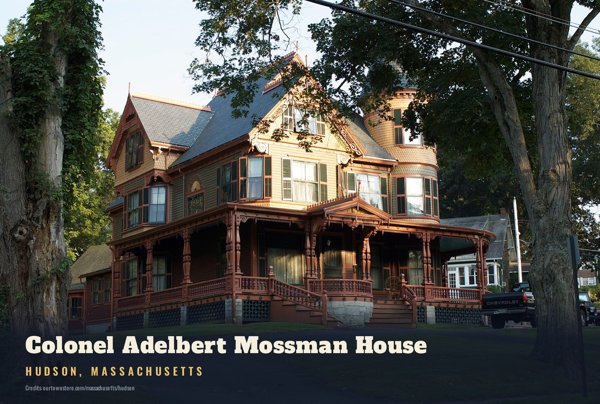 Hudson Colonel Adelbert Mossman House Postcard artwork detail