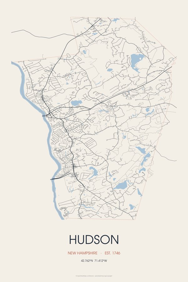 Hudson Street Map Poster · Linen artwork detail