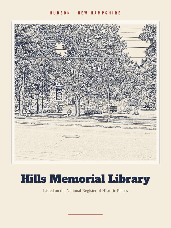 Hudson Hills Memorial Library Landmark Print artwork detail