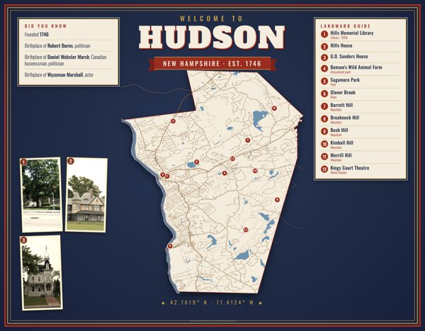 Hudson Map Placemat artwork detail