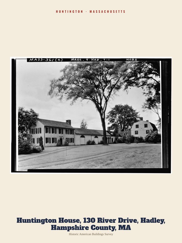 Huntington Huntington House, 130 River Drive, Hadley, Hampshire County, MA Archive Print artwork detail