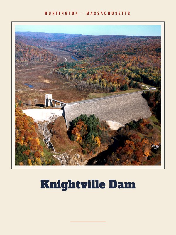 Huntington Knightville Dam Landmark Print artwork detail