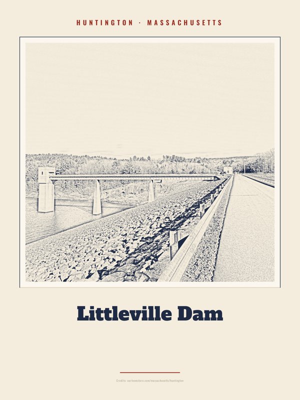 Huntington Littleville Dam Landmark Print artwork detail