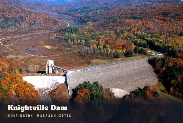 Huntington Knightville Dam Postcard artwork detail