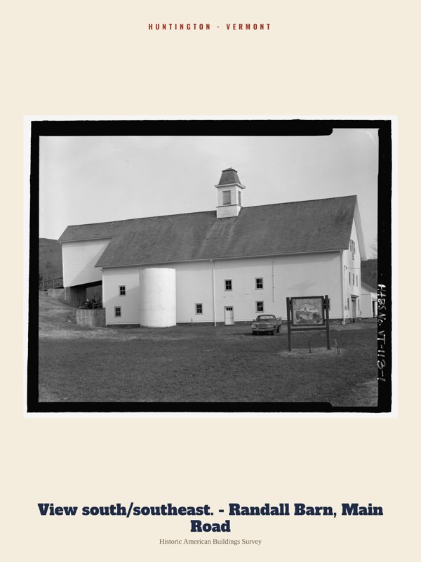 Huntington View south/southeast. - Randall Barn, Main Road Archive Print artwork detail