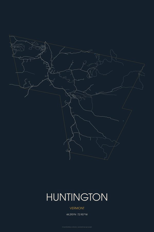Huntington Street Map Poster · Midnight artwork detail