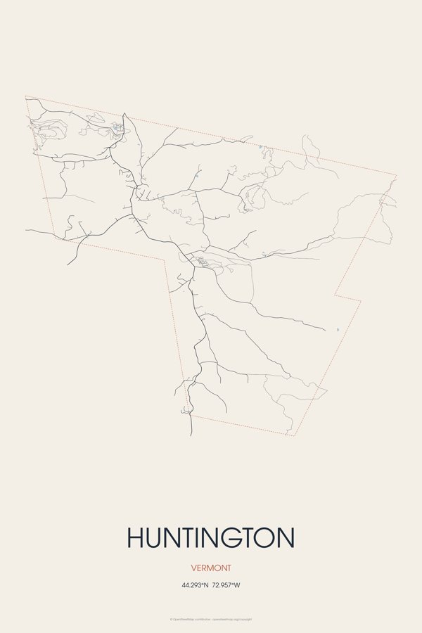 Huntington Street Map Poster · Linen artwork detail