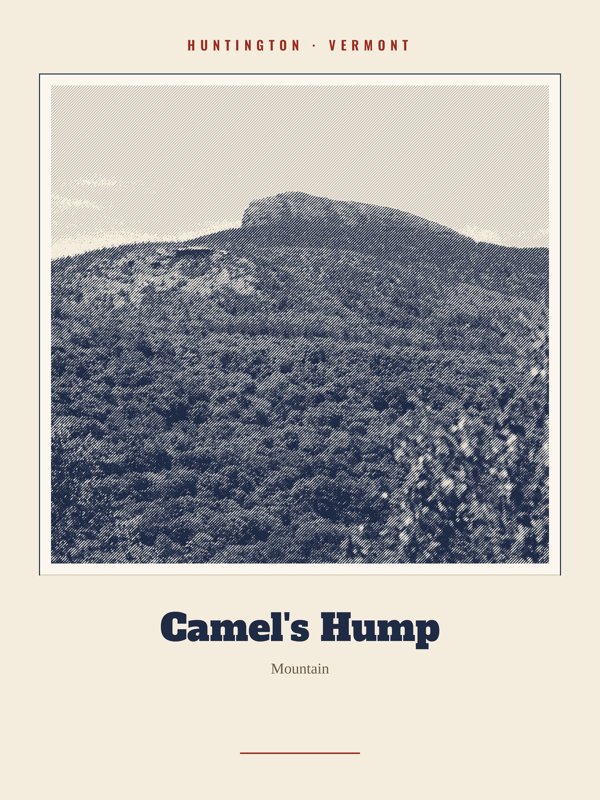 Huntington Camel's Hump Landmark Print artwork detail