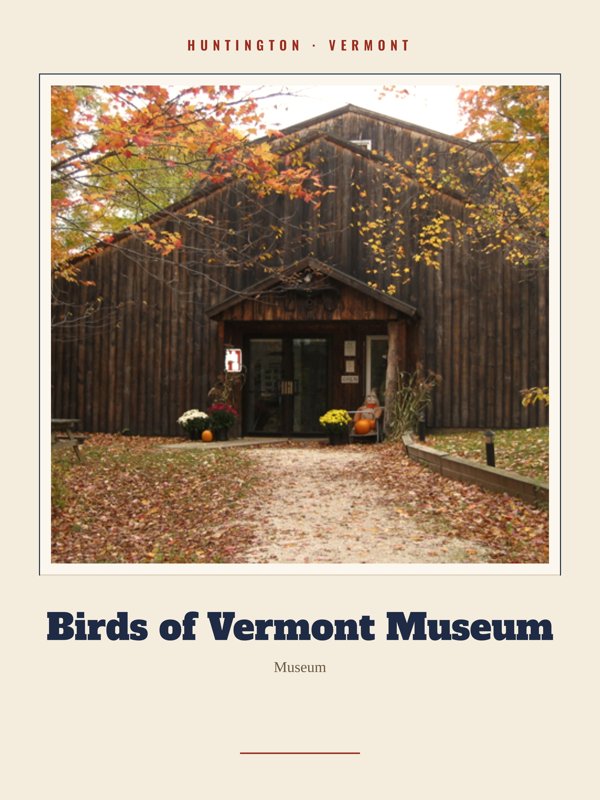 Huntington Birds of Vermont Museum Landmark Print artwork detail