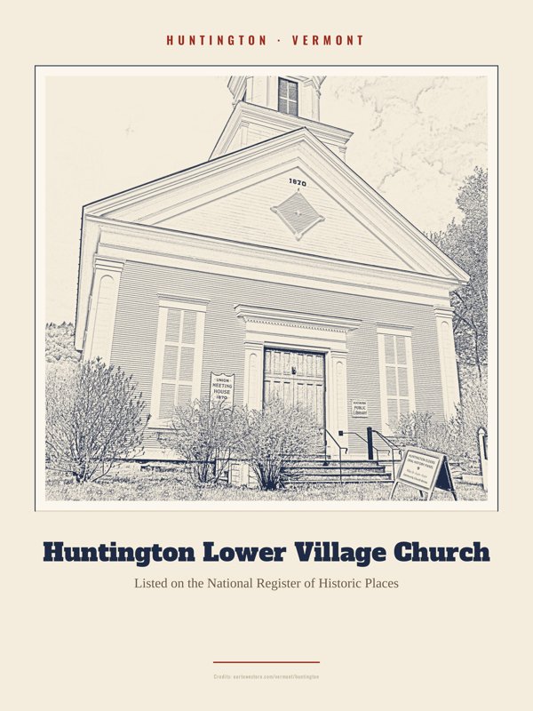 Huntington Huntington Lower Village Church Landmark Print artwork detail