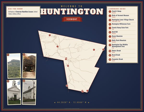 Huntington Map Placemat artwork detail
