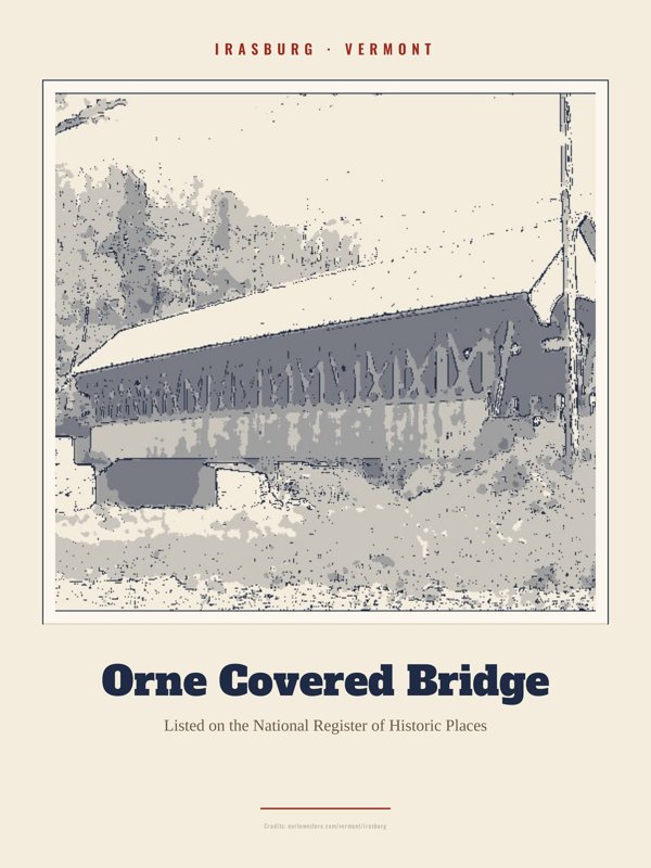 Irasburg Orne Covered Bridge Landmark Print artwork detail