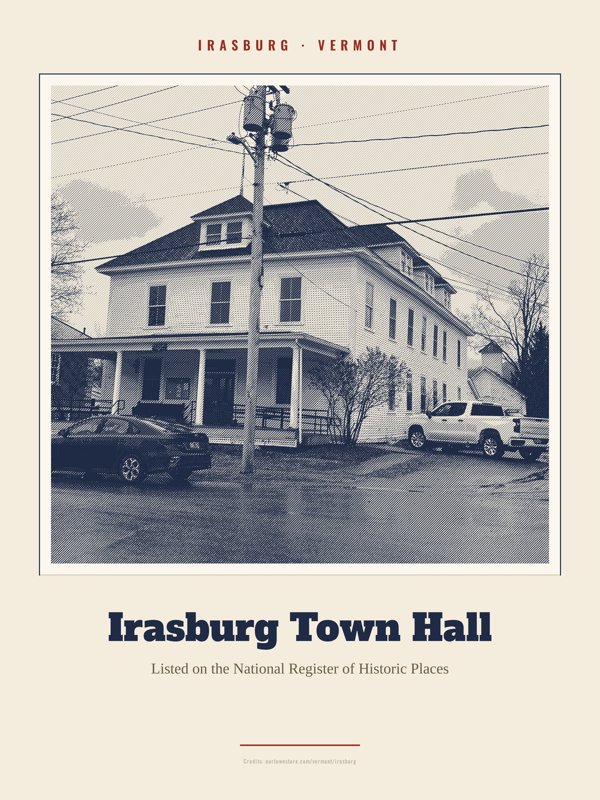 Irasburg Irasburg Town Hall Landmark Print artwork detail