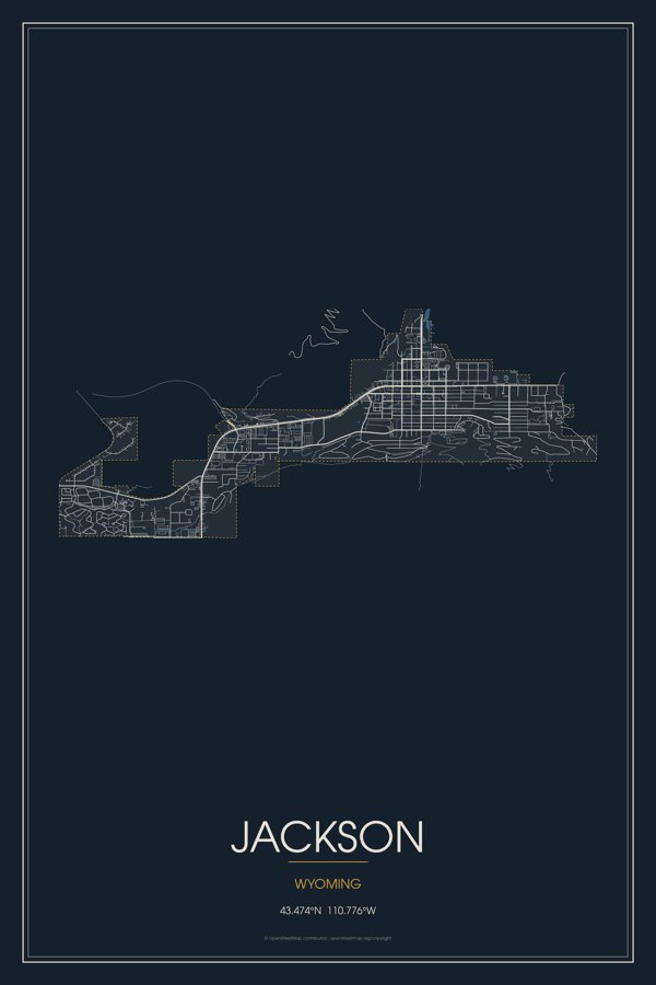 Jackson Street Map Poster · Midnight artwork detail