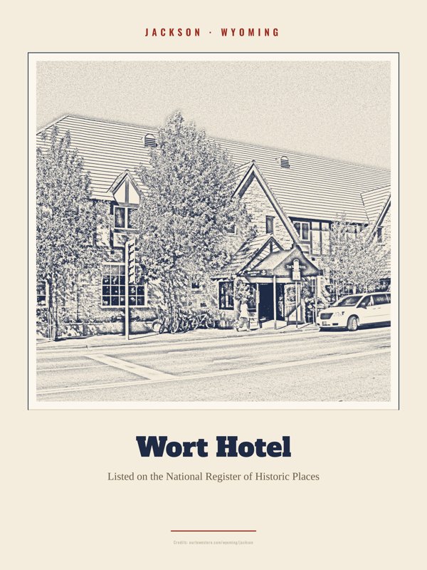 Jackson Wort Hotel Landmark Print artwork detail