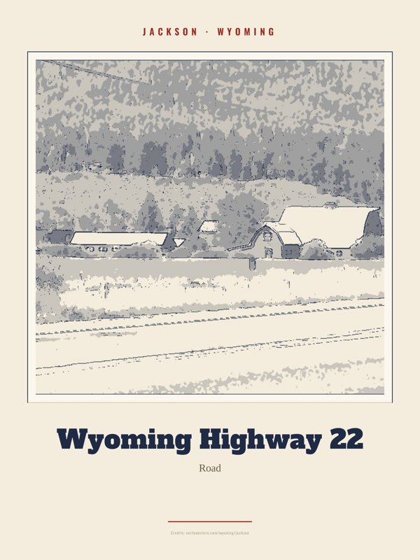 Jackson Wyoming Highway 22 Landmark Print artwork detail