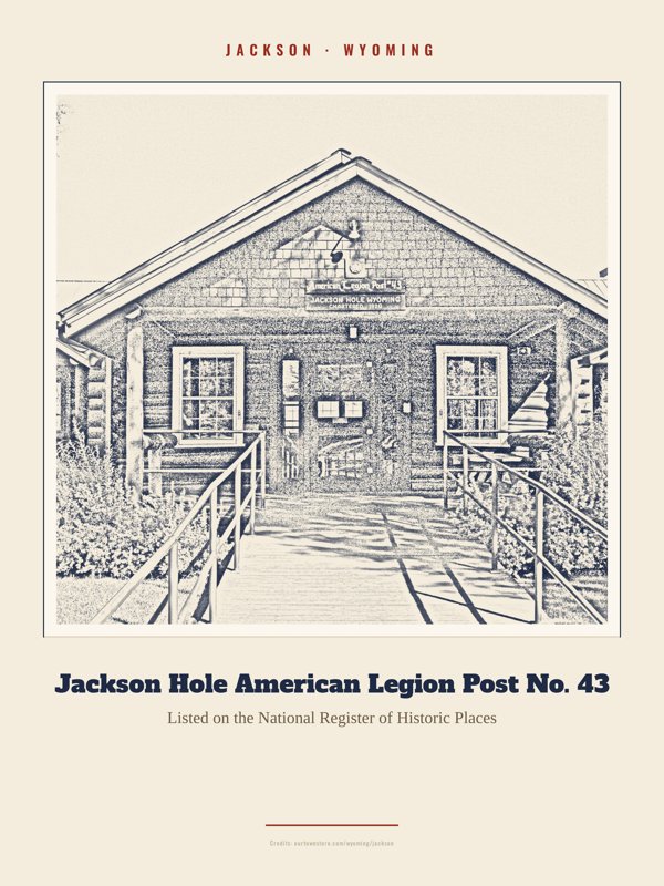 Jackson Jackson Hole American Legion Post No. 43 Landmark Print artwork detail