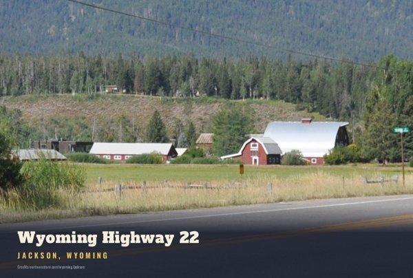 Jackson Wyoming Highway 22 Postcard artwork detail
