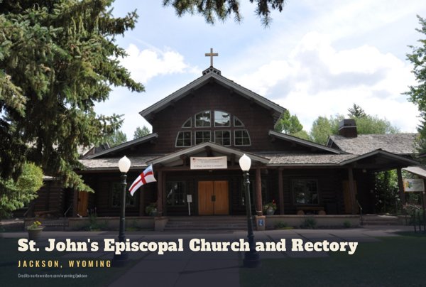 Jackson St. John's Episcopal Church and Rectory Postcard artwork detail