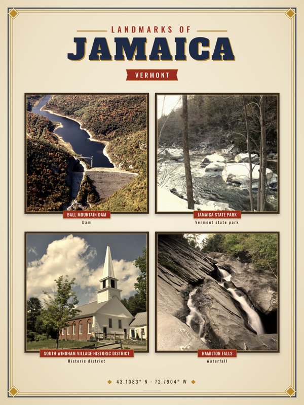 Jamaica Landmarks Photo Poster artwork detail