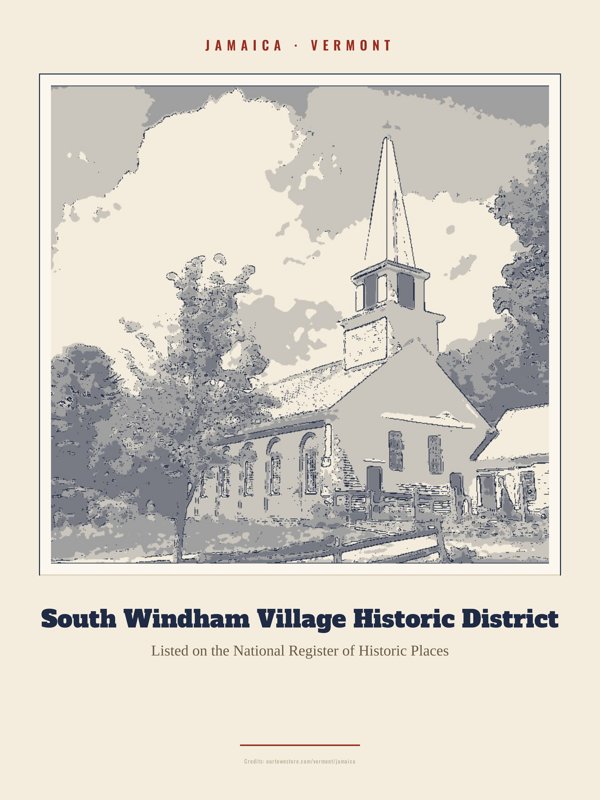 Jamaica South Windham Village Historic District Landmark Print artwork detail